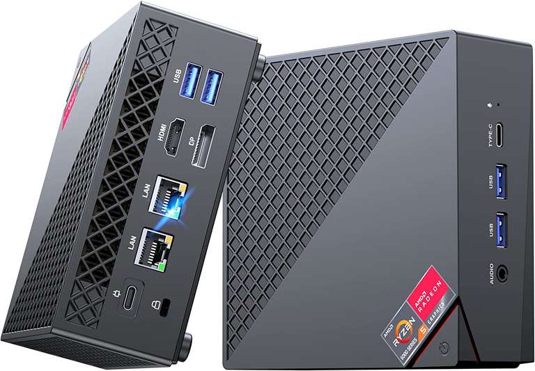 Mini PC NiPoGi - Ryzen 5 5500U, RAM 16 Go, SSD 512 Go, Vega 7, W11 Pro (2x RJ45, 4x USB, 1x Type-C, 1x HDMI, 1x DP) - Vendeur tiers