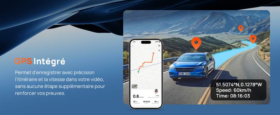 Dashcam 70mai T800E Triple 4K + 1080P + 1080P | 3 Canaux Avant/intérieur/arrière | GPS, Super Condensateur, Carte 64 Go Incluse