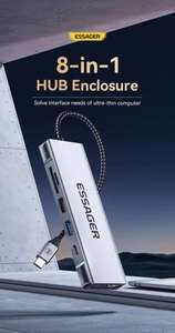 Hub 8-en-1 Essager Type-C - HDMI 4k@30Hz + Type-C PD 100W + USB-C + USB3.2 + USB 2.0 + SD/TF + M2 SSD