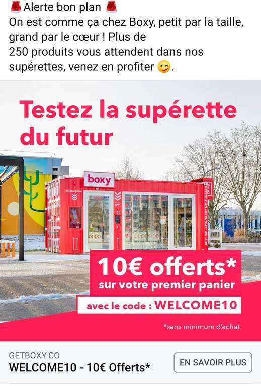 10€ offerts sans minimum d'achat - BOXY superette