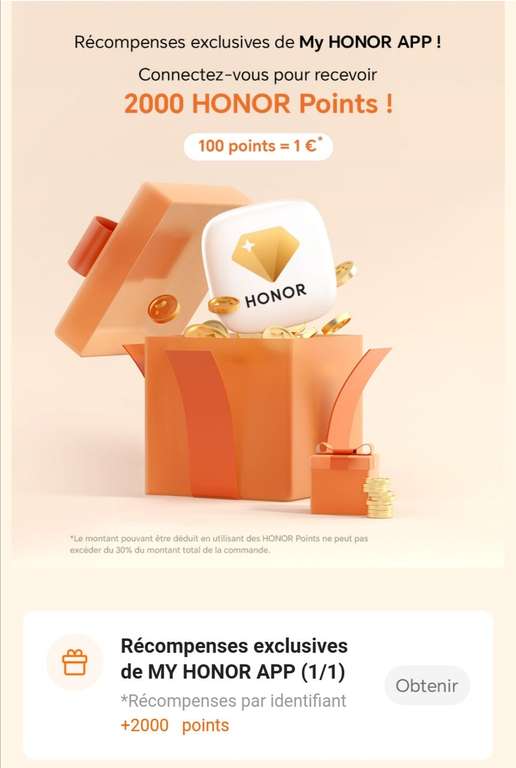 [Gratuit] 2000 Honor Points (20€) à récupérer dans My Honor App + Offre Honor 200 lite