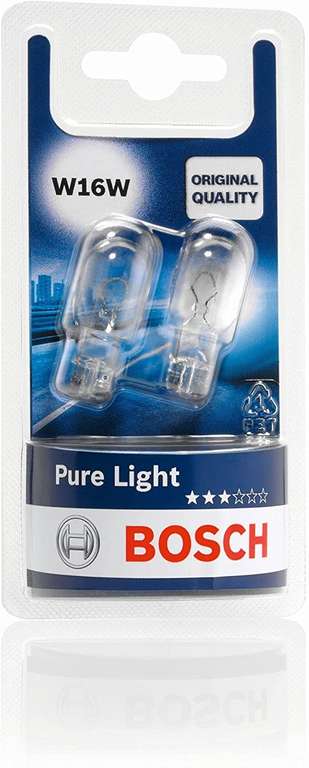 Pack 2 ampoules Bosch W16W Pure Light lampes auto - 12 V 16 W W2,1x9,5d