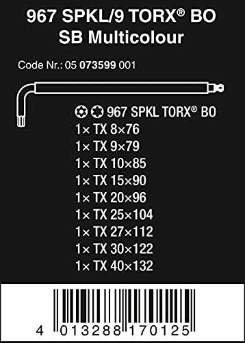 Lot de 9 clés Torx en L Wera 967 SPKL/9 BO (05073599001) - Multicolore
