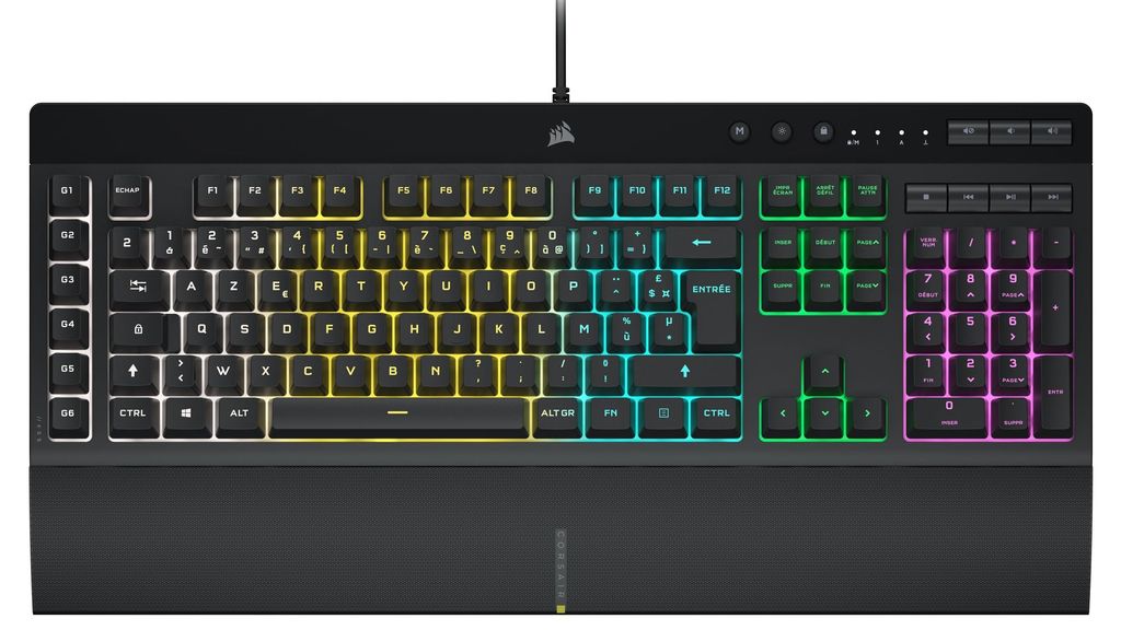 Clavier filaire Corsair K55 RGB Pro - Noir, à Membrane, AZERTY
