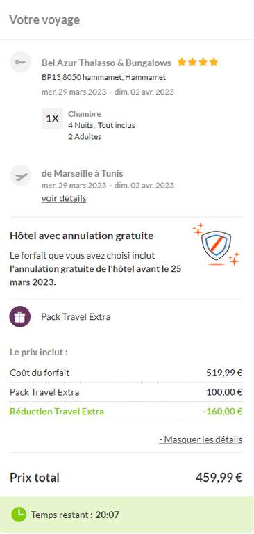 Séjour 5j/4n Formule tout inclus pour 2 personnes à Hammamet (Tunisie) Hotel 4* + vol inclus depuis Marseille du 29/03 au 2/04 (229,99€ p.p)