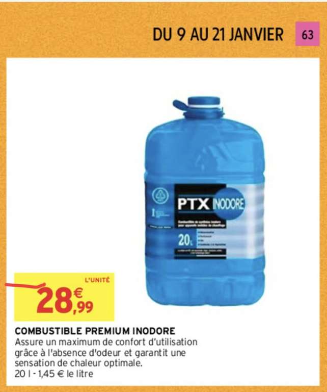 Combustible Premium Inodore PTX pour poêle à pétrole - 20L –