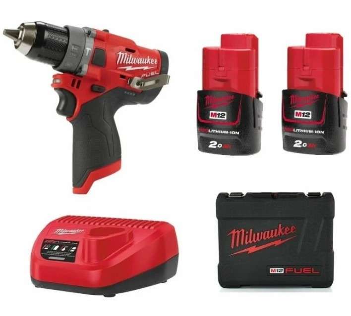Perceuse visseuse à percussion brushless Milwaukee M12 FPD-202X (12V) + 2 batteries (2Ah) + chargeur + HD-Box