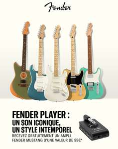 Micro ampli Mustang offert avec une sélection de guitares FENDER PLAYER