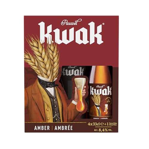 Coffret Kwak Bière Ambrée - 4 Bouteilles 33cl + 1 verre –
