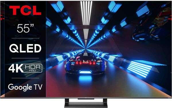 TV 55" TCL 55C731 - QLED, 4K, 144 Hz Google TV, Son Onkyo Dolby Atmos, Dolby Vision, HDMI 2.1 VRR, ALLM et Freesync (Via ODR de 50€)