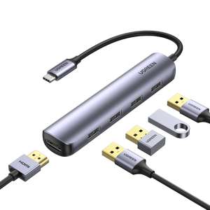 Adaptateur Ugreen Hub USB-C 5-en-1 - HDMI 4K, @30Hz, 4 USB 3.0