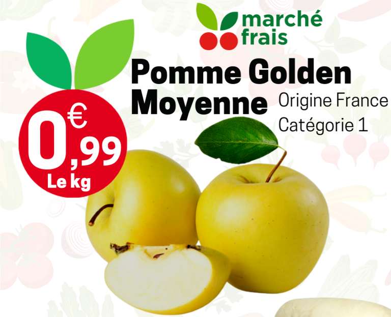 Pommes Golden - Catégorie 1, Origine France (le kilo en vrac)