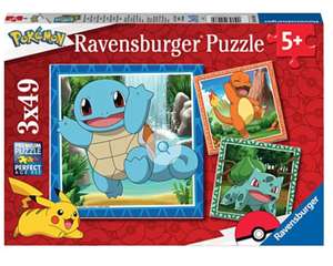 Puzzles 3X49 P - Salamèche, Bulbizarre Et Carapuce / Pokémon - Pokemon dès 5 ans (via 2,04€ de fidélité)