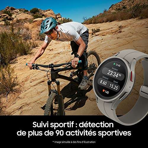 Montre connectée Samsung Galaxy Watch5 Pro 45mm BT noire (via ODR 100€)