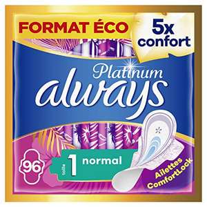 Paquet de 96 serviettes hygiéniques Always Platinum - taille 1 normal
