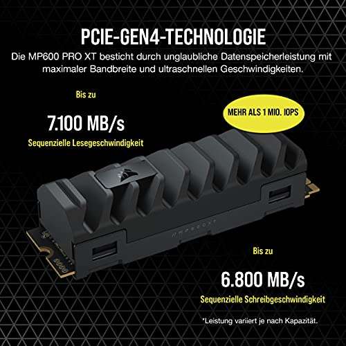 SSD Interne NVMe M.2 Corsair MP600 Pro XT (‎CSSD-F1000GBMP600PXT) - 1 To, Gen4 x4
