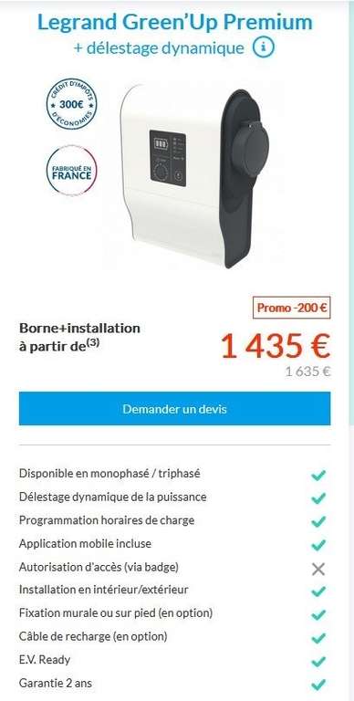 200€ de Réduction sur la Borne de Recharge Électrique Legrand (mobiliteverte.engie.fr)