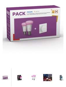 Pack 2 Ampoules Philips Hue White & Color Ambiance + 1 télécommande Tap Dial Switch - Blanc (via retrait uniquement)