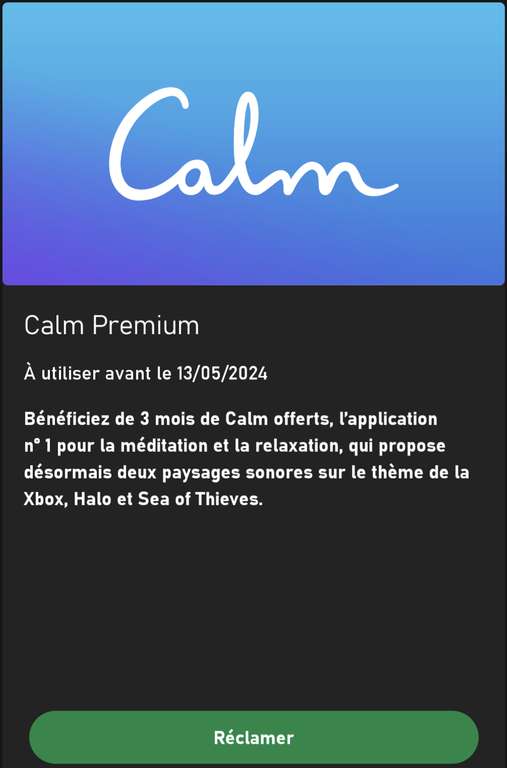 [Game Pass Ultimate / Nouveaux Clients Calm Premium] 3 mois Gratuits à Calm Premium sur iOS, Android, PC