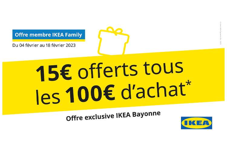 15€ offerts tous les 100€ d’achat (hors restaurant, bistrot et épicerie suédoise) - Bayonne (64)