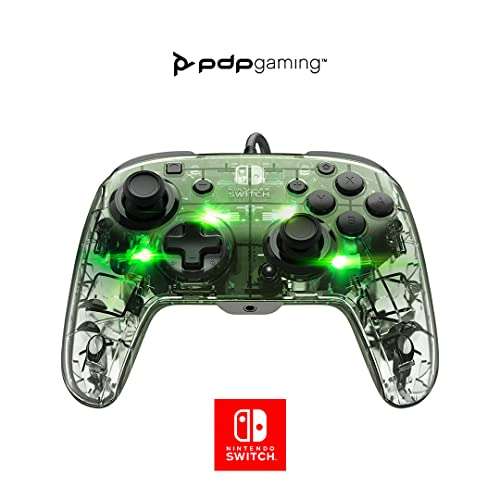 Manette filaire sous licence PDP Afterglow Deluxe à LED pour Switch et OLED