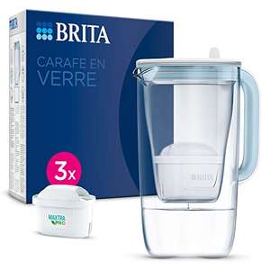 Carafe Filtrante Verre Bleue (2,5l) BRITA - incl. 3 cartouches filtre eau robinet MAXTRA PRO All-in-1
