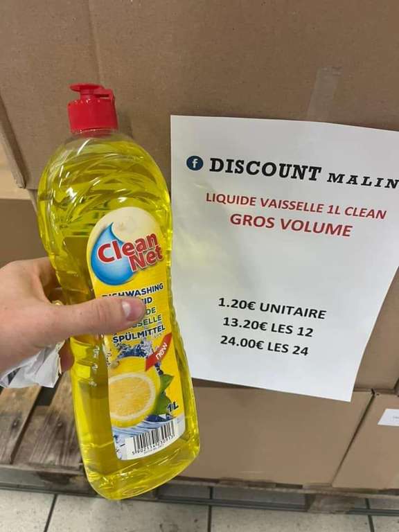 Lot de 24 Liquide vaisselle Clean Net - Discount Malin à Perrigny (39)