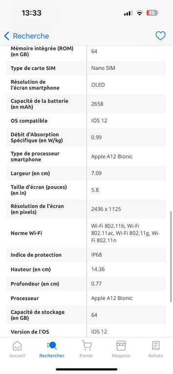 Smartphone 5,8" Apple iPhone XS - 64Go silver (Reconditionné (Grade A) - 209€ via PRINTEMPS20 pour les nouveaux clients)