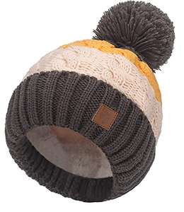 Sélection de bonnets hiver Homme/Femme tricotés avec gros pompon en doublure polaire et taille unique (Frais de port inclus - Vendeur tiers)