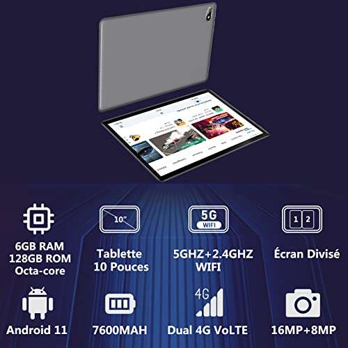 Tablette Tactile 10 Voukou - Android 11, 6+128Go (via coupon - vendeur  tiers) –