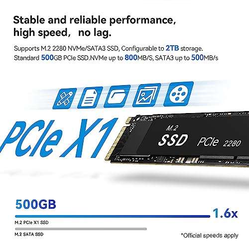 Mini PC S12 Pro, Alder Lake-N N100, 16 Go DDR4 + 500 Go M.2 PCIe 2280 NVMe SSD, WIFI6, Double HDMI, 1000 Mbps, BT 5.2 (Vendeur Tiers)