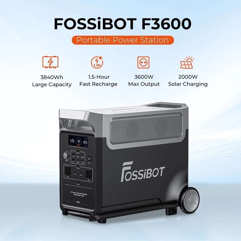 Station électrique portable FOSSIBOT F3600 - 3600W / 3840 Wh, LiFePO4, 13 ports