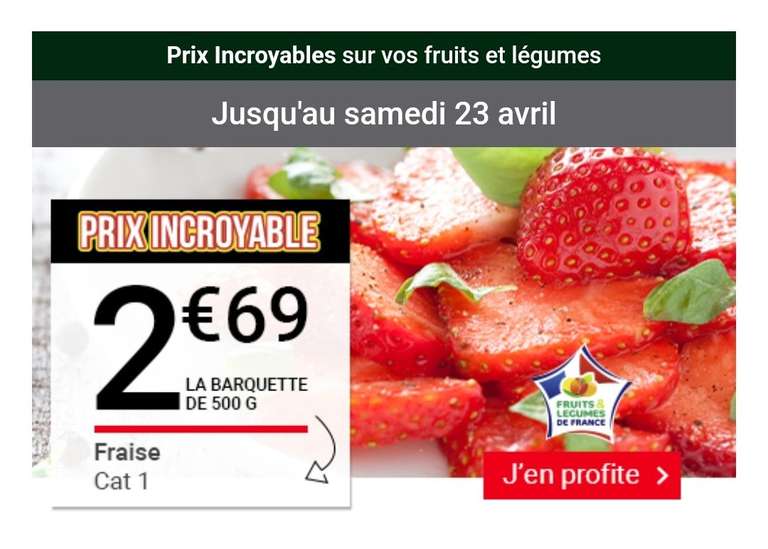 Barquette de fraises - cat.1, origine France, 500 g