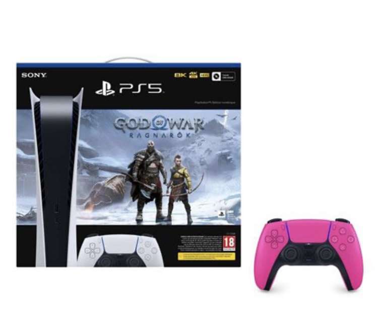 Console Sony PS5 Digital God of War Ragnarök + Manette DualSense Nova Pink