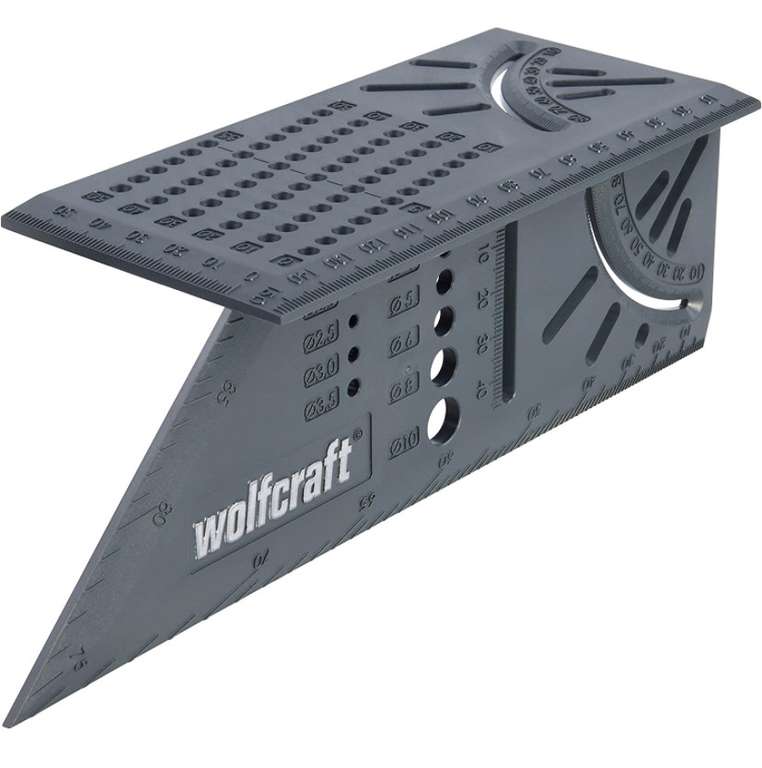Équerre 3D d'onglet Wolfcraft 5208000 - 150 x 275 x 66 mm, Traçage angle de 45° à 90°
