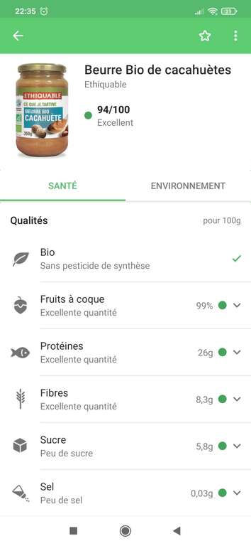 Beurre de cacahuète bio Ethiquable - 350g