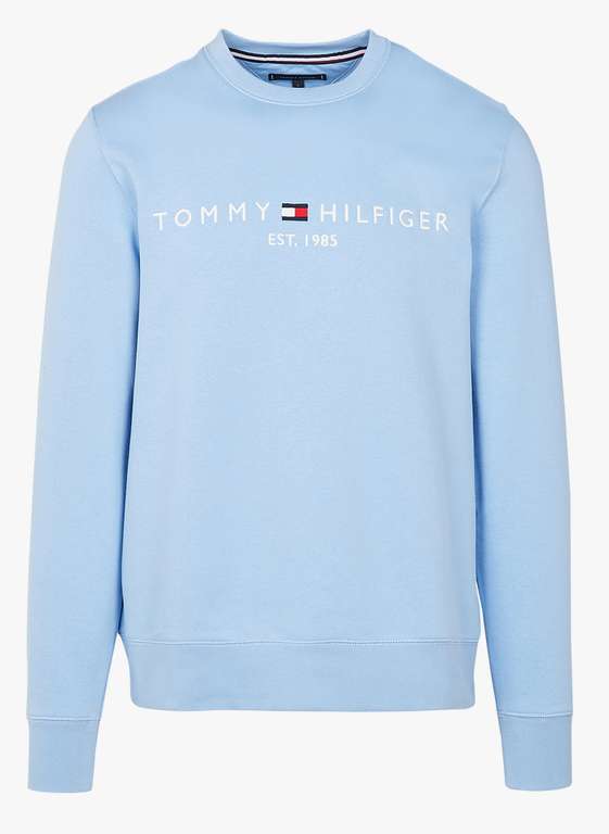Sweat shirt Tommy Hilfiger col rond regular-fit brodé en coton mélangé - bleu ou rouge