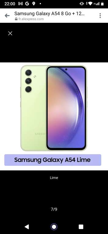 Smartphone 6,4" Samsung Galaxy A54 5G - 8 Go de Ram, 128 Go - version HK,Taiwan