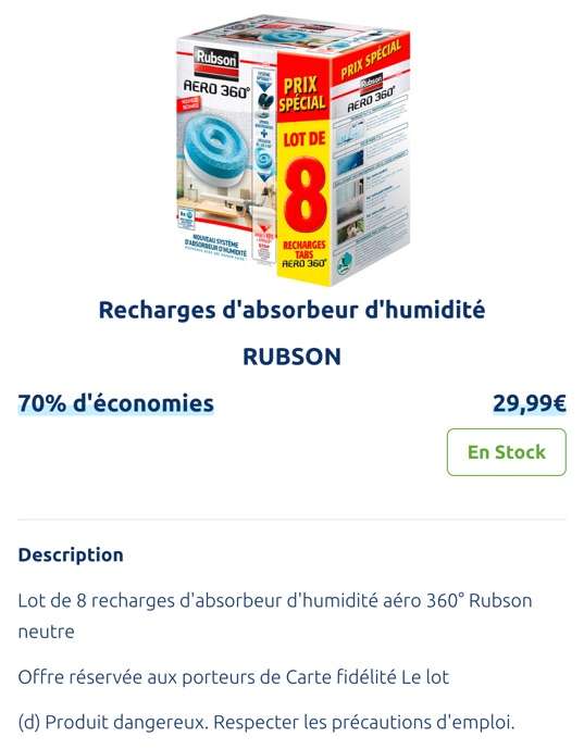 Promo Rubson absorbeur d'humidité aero 360° chez Carrefour Market