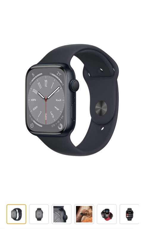 Montre connectée Apple Watch Series 8 GPS, boîtier Aluminium Minuit 45mm avec Bracelet Sport Minuit (Frontaliers Suisse)
