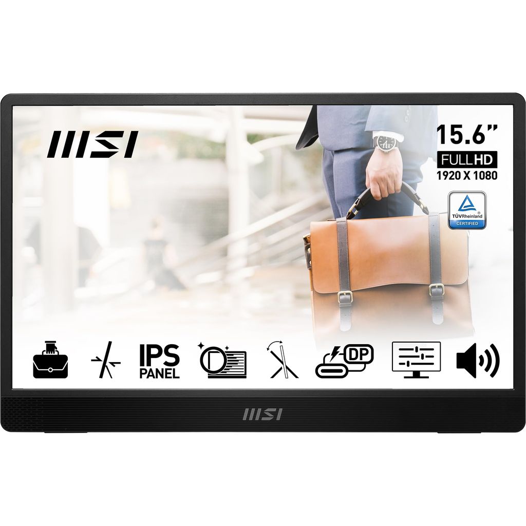 Moniteur portable MSI Pro MP161 E2 - 15,6" FHD IPS, USB-C + Mini-HDMI, housse incluse