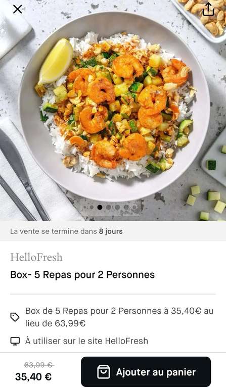 [Nouveaux Clients] Box HelloFresh de 5 repas pour 2 personnes (Via l'application Choose) - appchoose.io