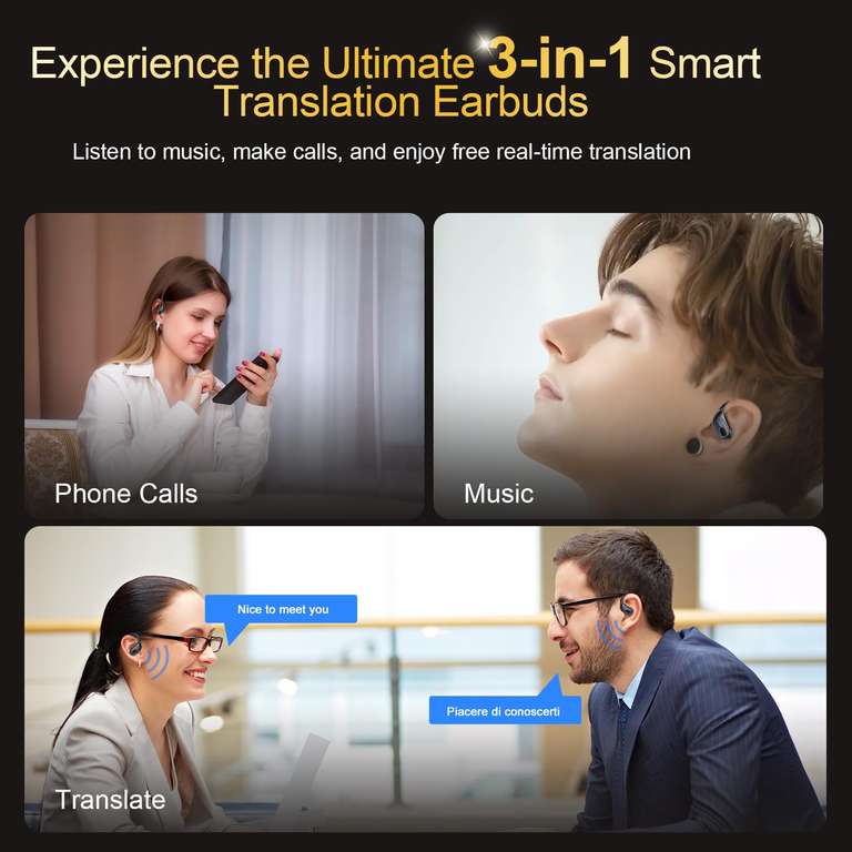 Écouteur Traducteur Instantané Bluetooth 5.4 - 164 Langues, 40h Autonomie, Fonction 3 En 1 (traduction, Musique, Appels) - 10