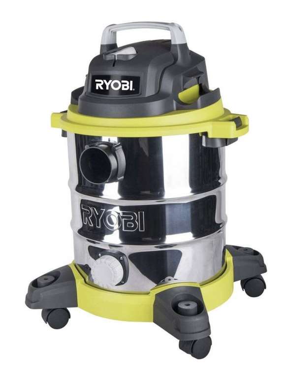 Aspirateur eau et poussière Ryobi RVC-1220I-G - 1 250W, Cuve inox 20L, 20.5Kpa, Fonction soufflerie + Accessoires