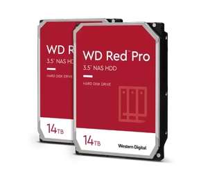 Lots de 2 Disques durs internes 3.5" Western Digital WD Red Pro NAS - 14 To, 7200 RPM, Cache 512 Mo, 240 Mo/s, 300 To/an (Garantie de 5 ans)