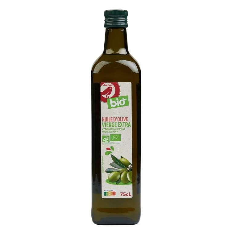 Huile d'olive vierge extra extraite à froid Auchan Bio 75cl (Via 8.10€ sur Carte Fidélité) - Montgeron (91)