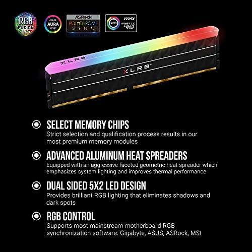 Kit Mémoire DDR4 RGB PNY XLR8 Gaming REV - 32Go (2x16Go), 3200Mhz, CL16