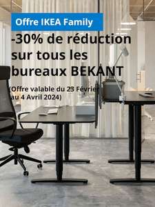[Ikea Family] 30% de réduction sur tous les systèmes bureaux pros Bekant