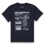T-Shirt Homme Retour vers le Futur DeLorean - 100% Coton - Bleu marine (Du S au XL)