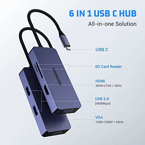 Hub USB Type-C 6 en 1 Oberster (Via coupon)